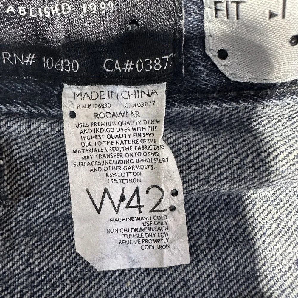 Rocawear Men's Classic Fit Dark Wash Wide Leg Jeans - Size 42